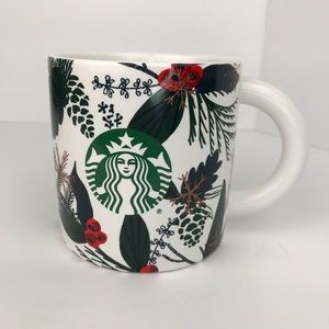 Starbucks 2021 Christmas Holiday Mug Cup Red Holly Berries Logo Ceramic 12oz